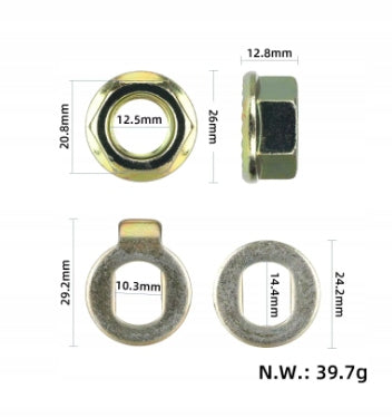 Nakrętka osi silnika M14 + podkładki z blokadą do Kukirin G2Max/G2Master/G4